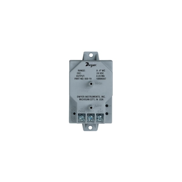 Differential pressure transmitter, bi-directional, range 0 to +/-50" w.c.